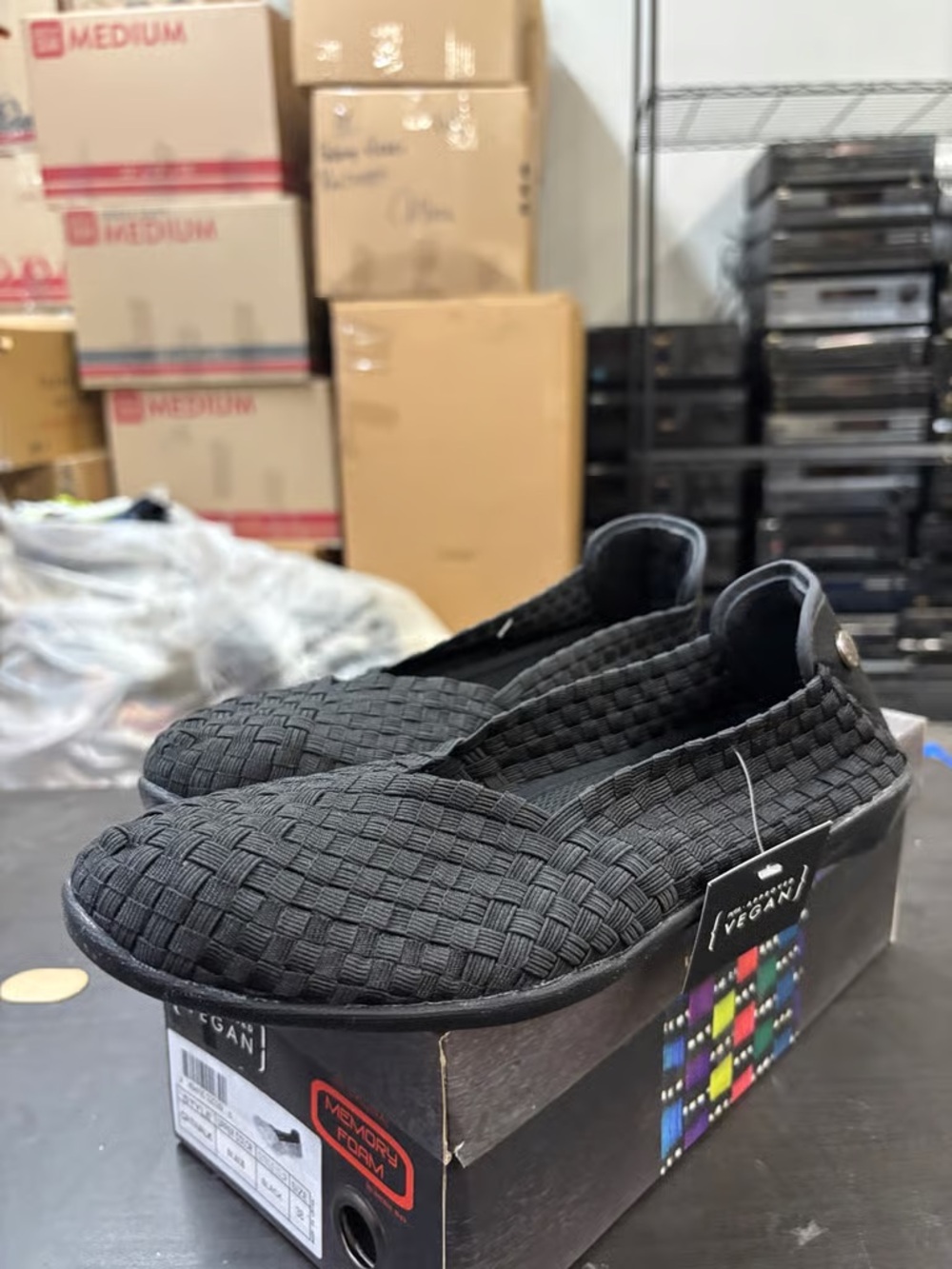 Black Woven Slip-On Men’s Shoes - Vegan Comfort